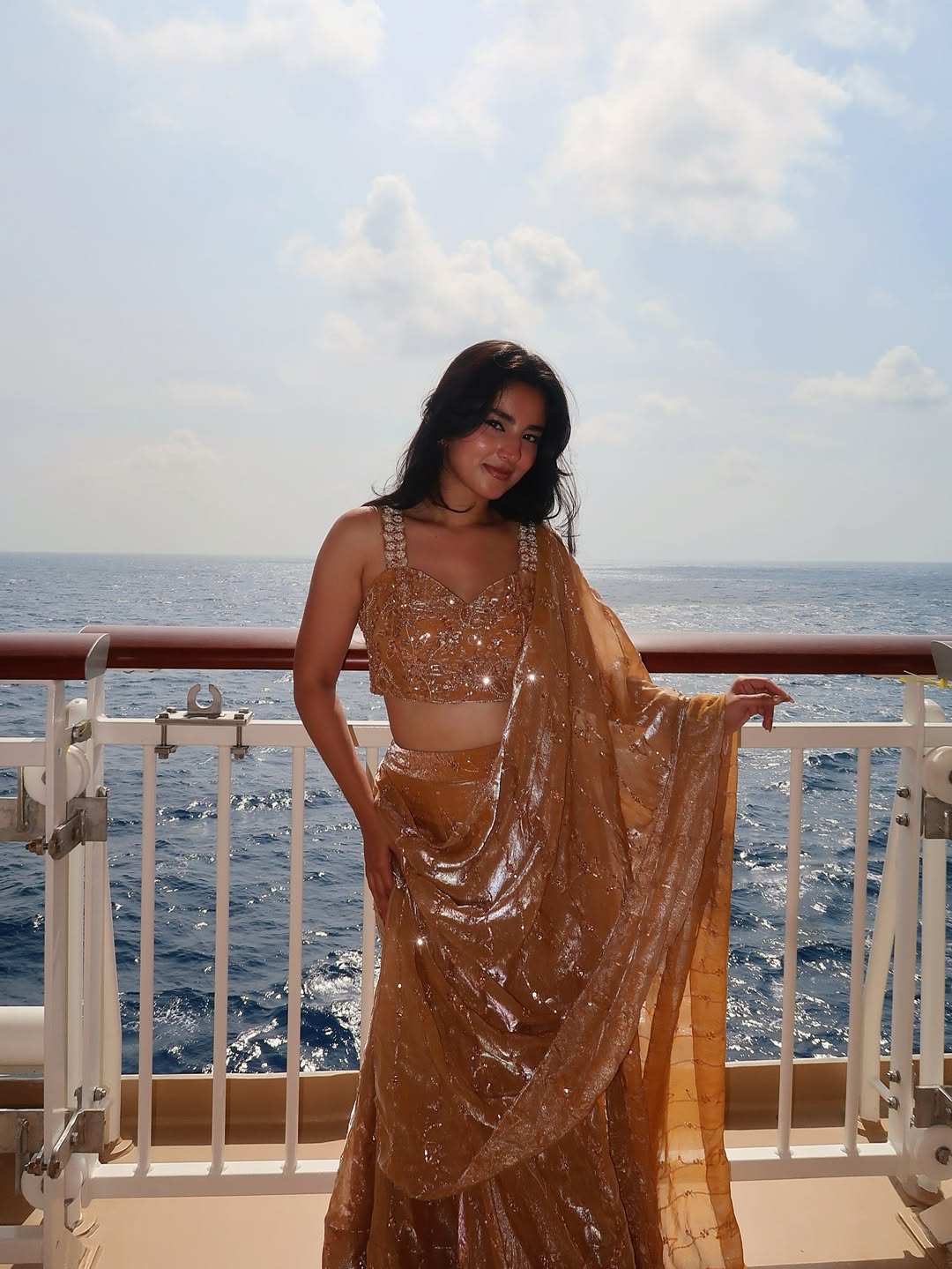 Champagne Glow Saree Set