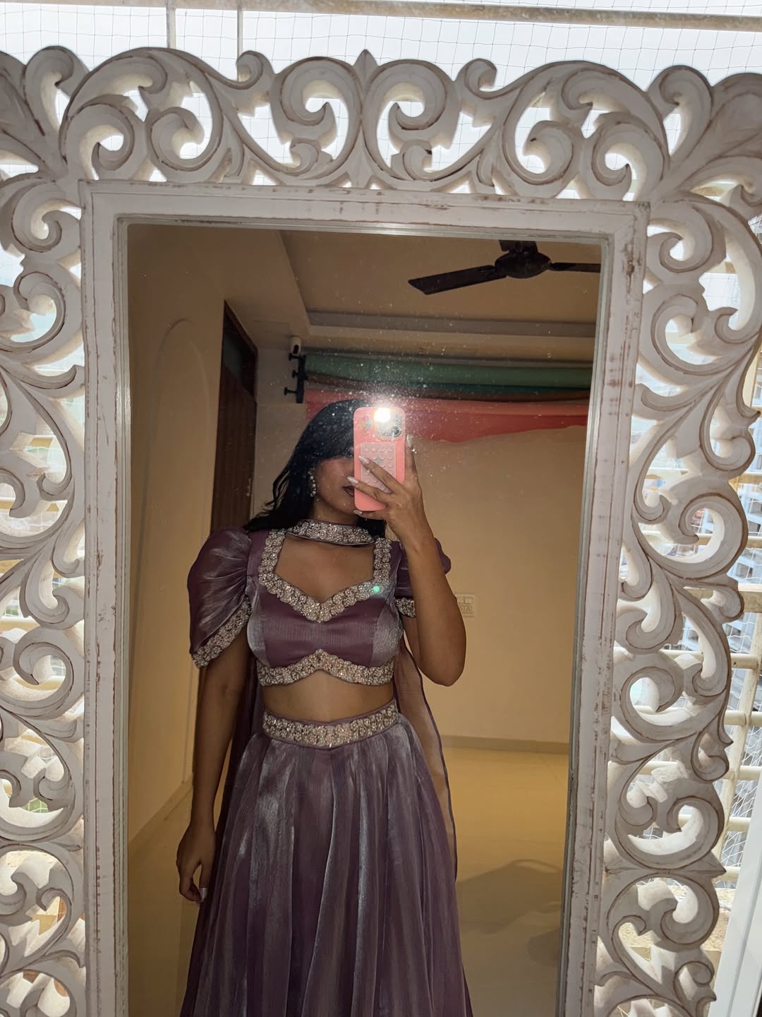 Metallic Lilac Lustre Lehenga