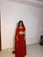 Red Mirror Work Lehenga with Blouse & Dupatta