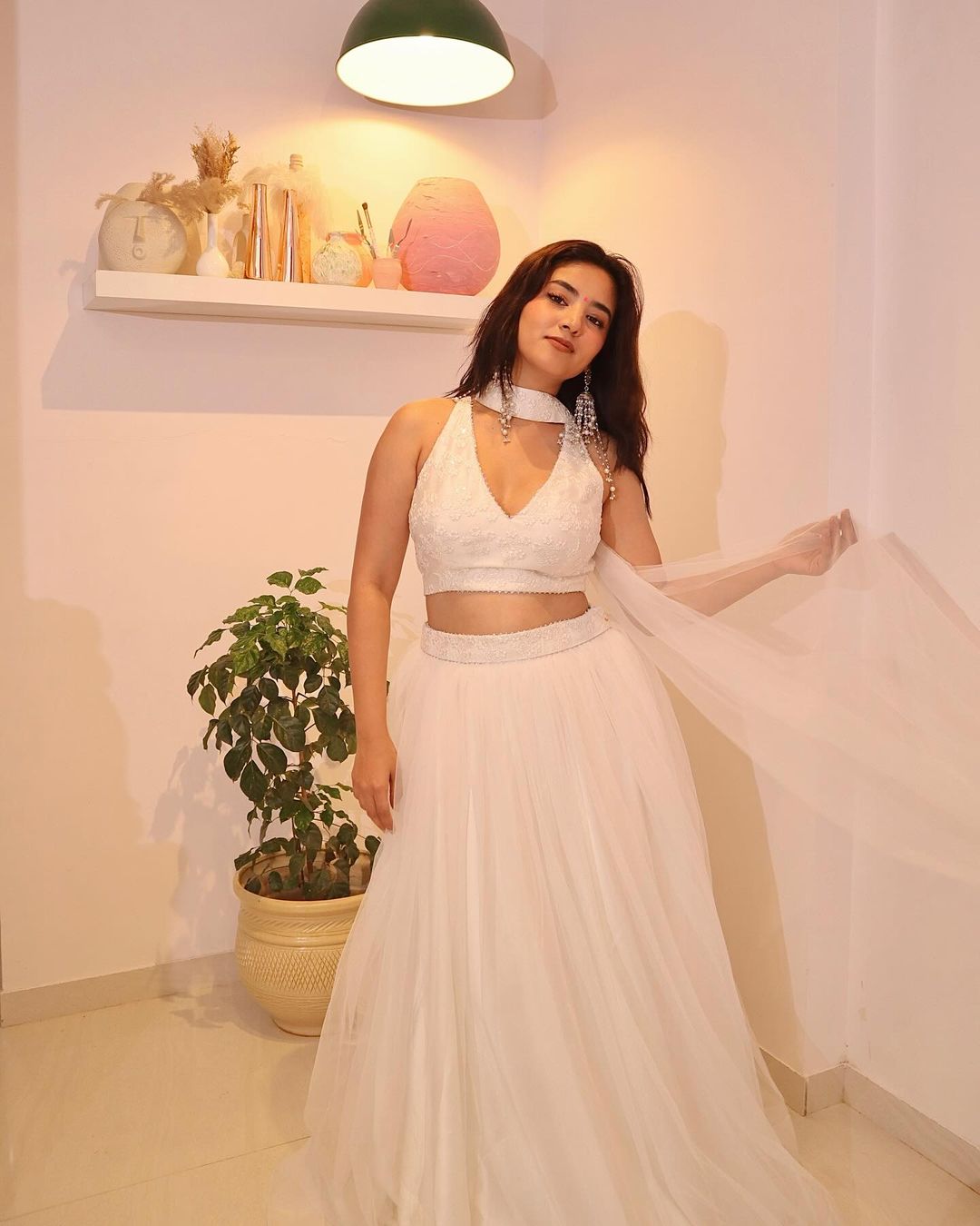 Pearl White lehenga