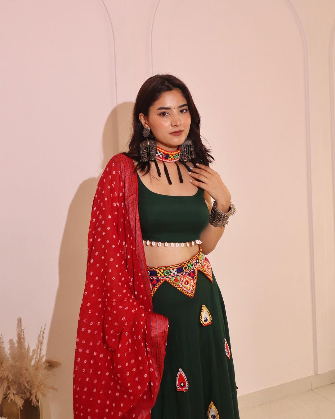 Navratri  Dark green lehenga