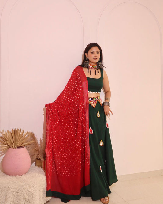 Navratri  Dark green lehenga