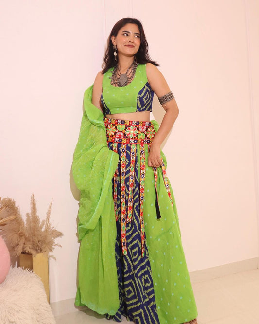 Navratri Green blue lehenga (only Belt)