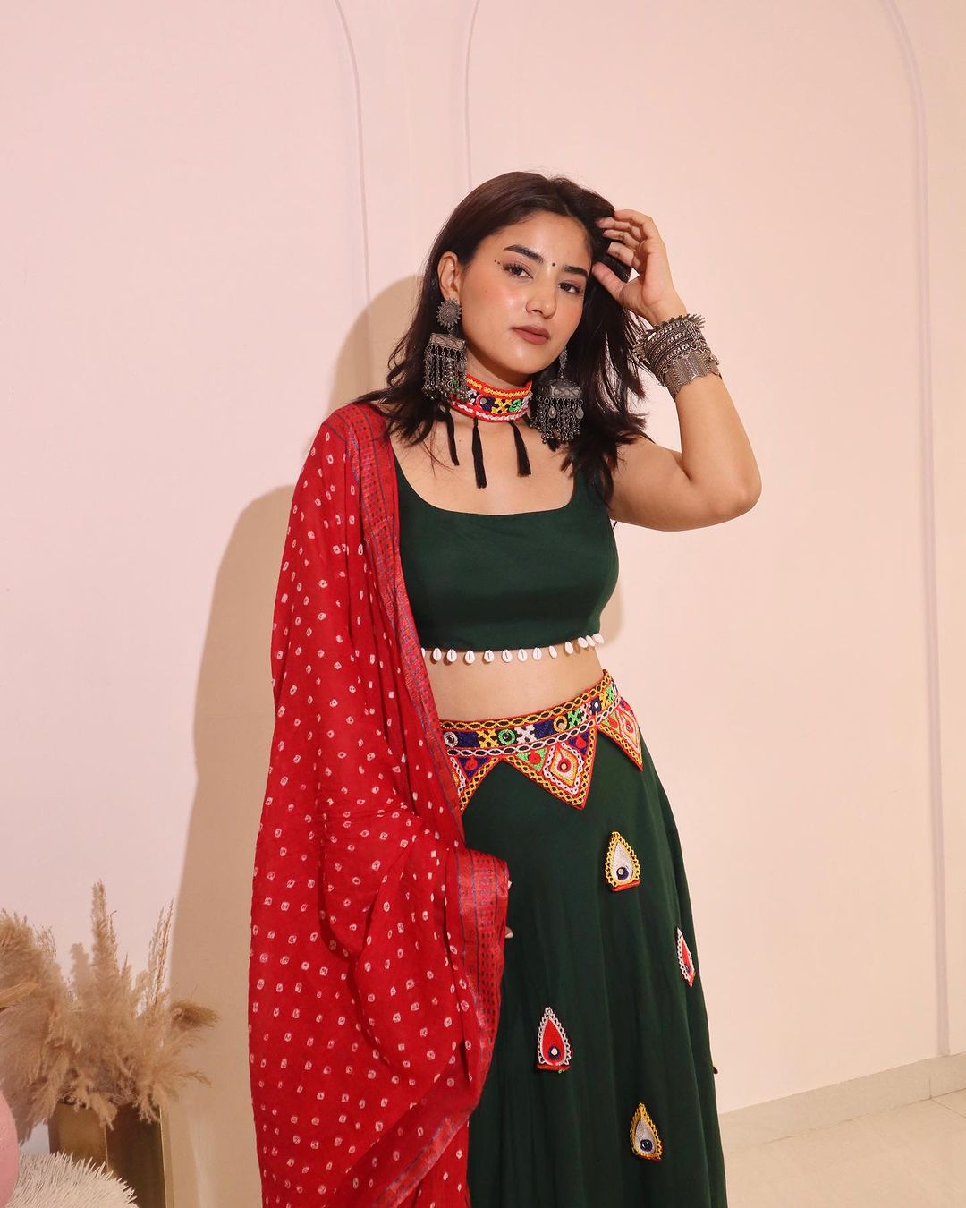 Navratri  Dark green lehenga