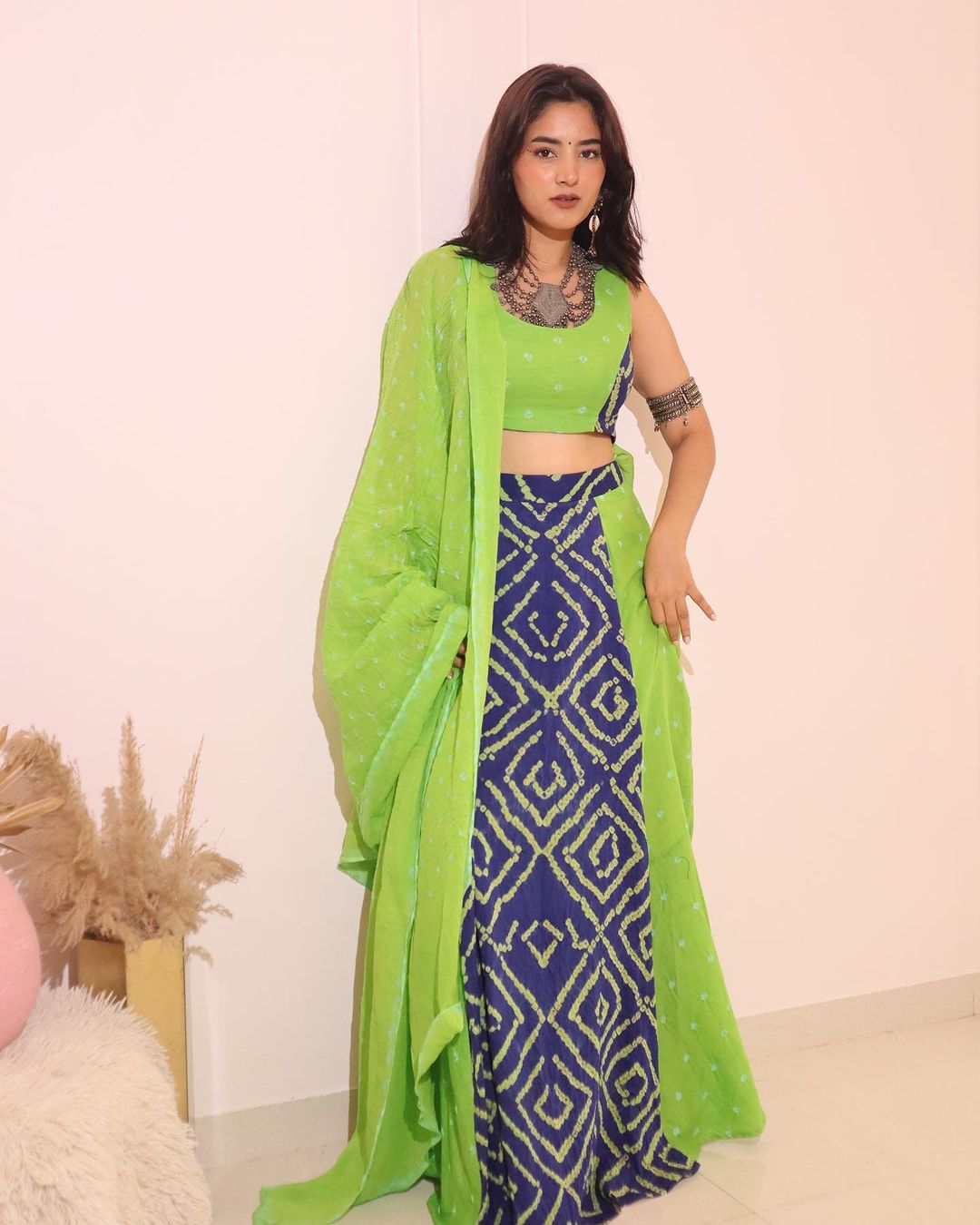 Navratri Green blue lehenga ( without Belt)