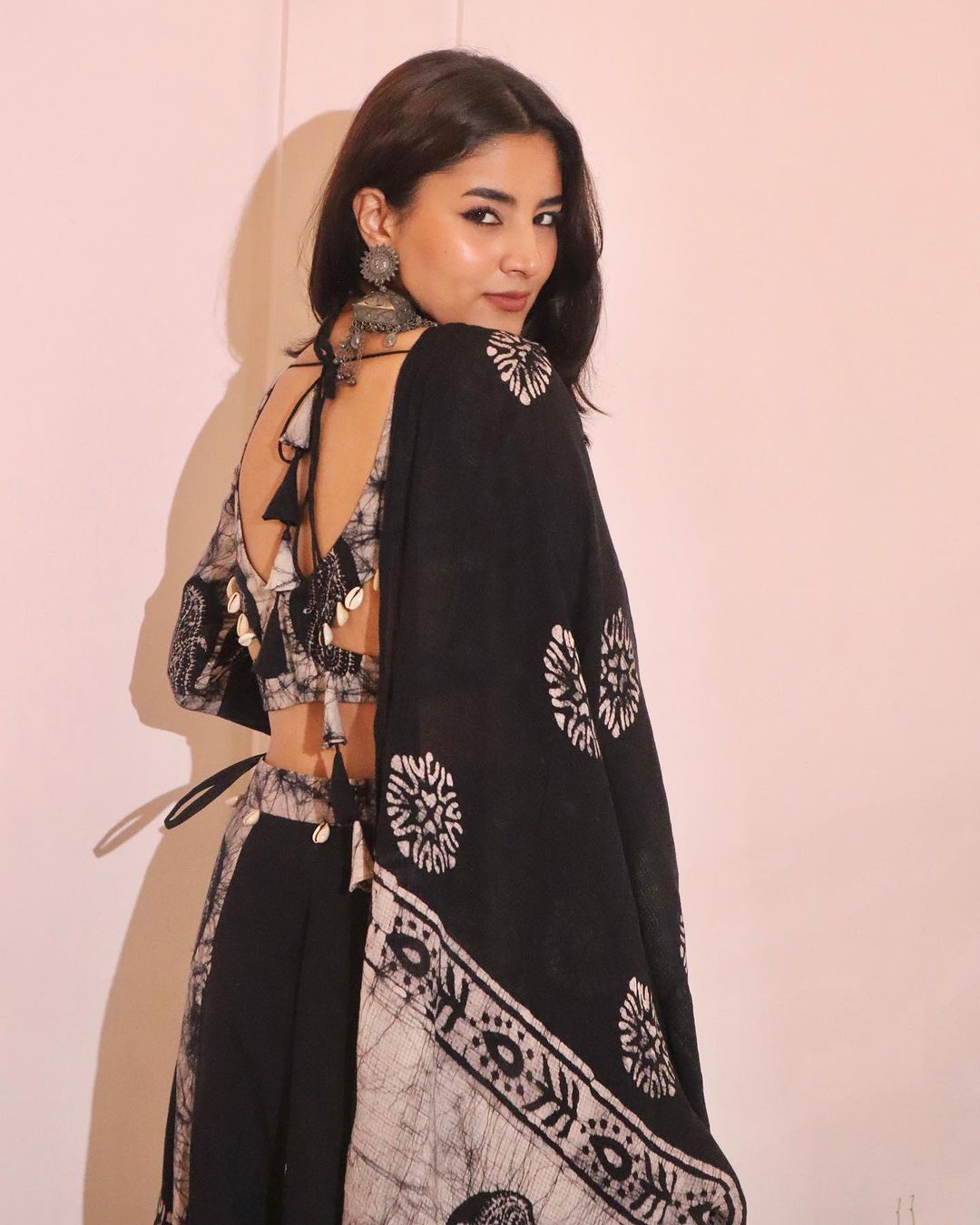 Black batik cotton lehenga