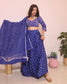 Embroidery Blue Bandhani lehenga