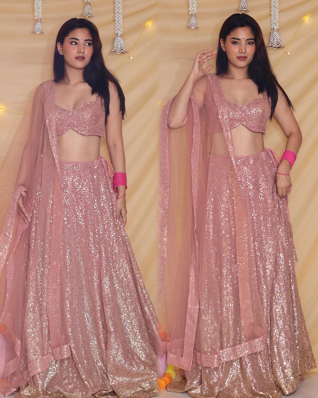 Rose Gold Sequin Lehenga