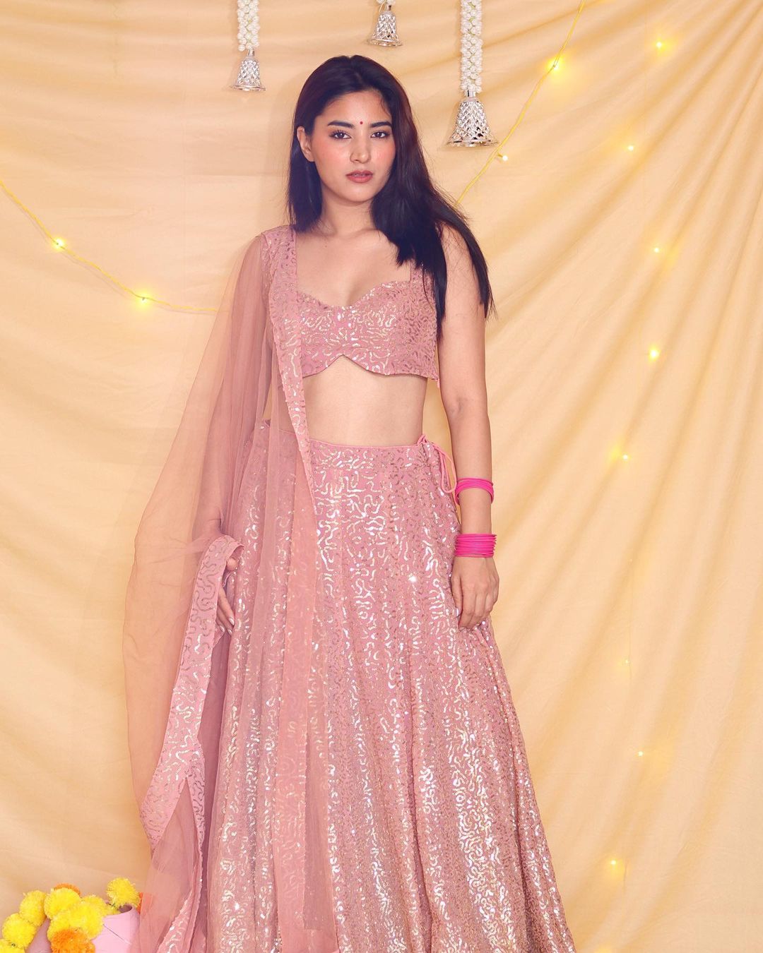 Rose Gold Sequin Lehenga