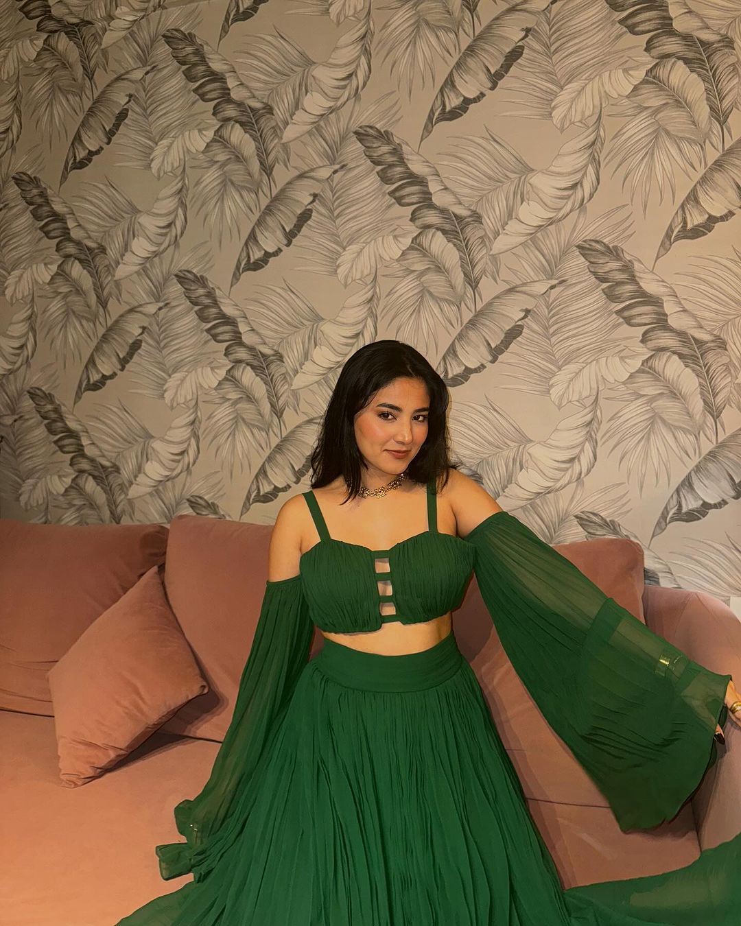 Dark green skirt set