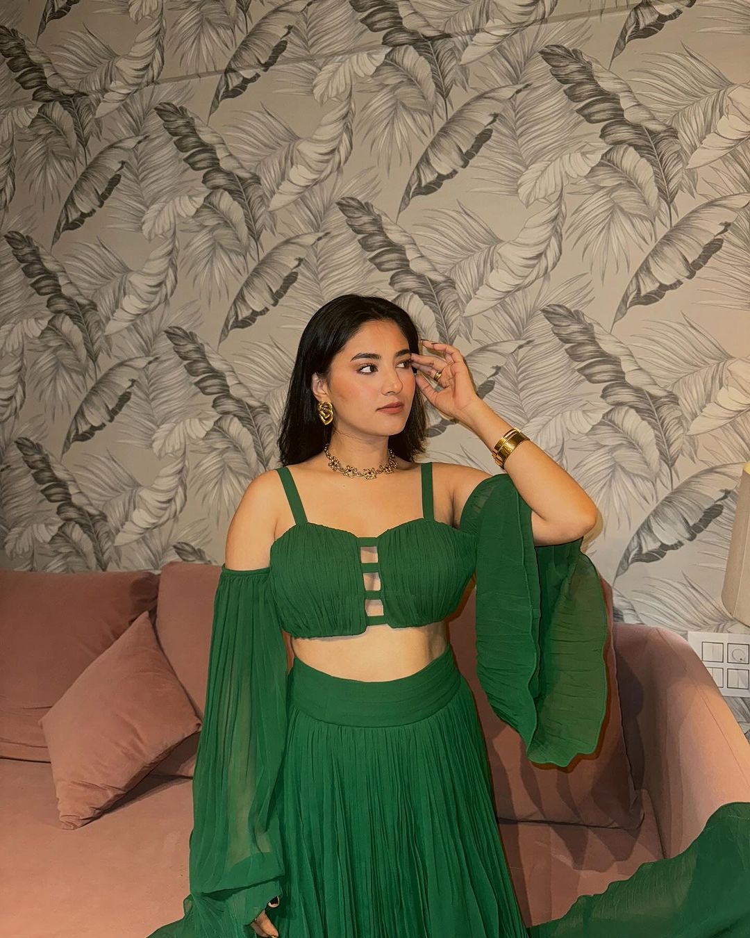 Dark green skirt set