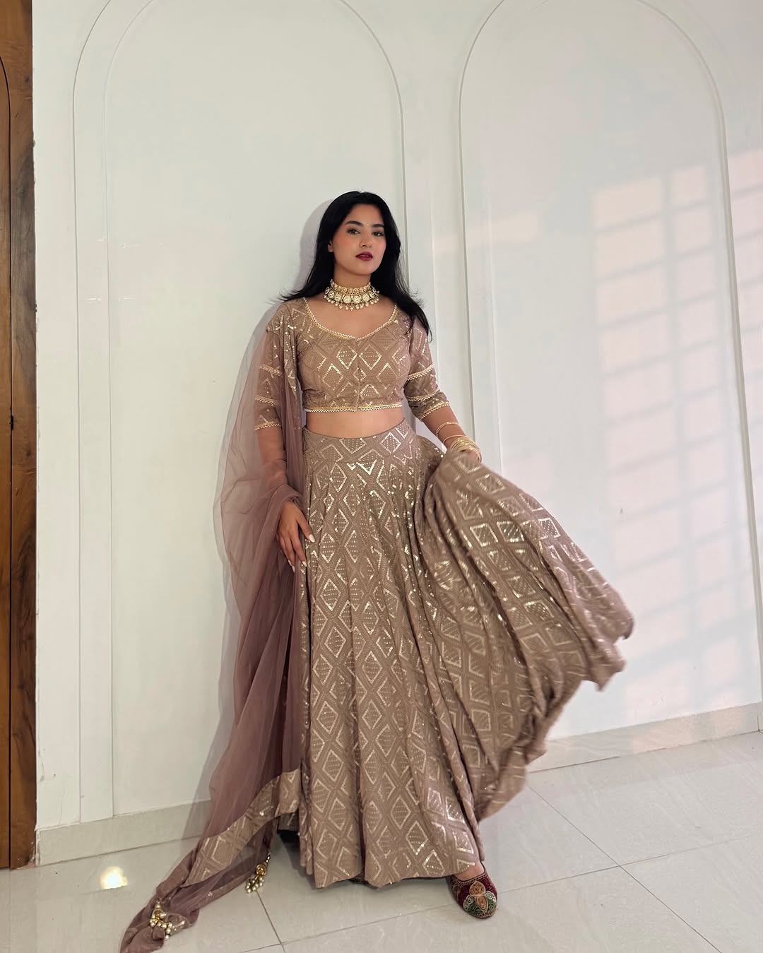 Dusty Rose Mocha Lehenga