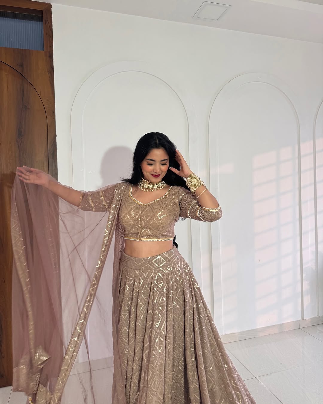 Dusty Rose Mocha Lehenga