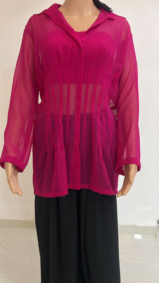 Sheer Glam Fuchsia Shirt (Only Shirt)
