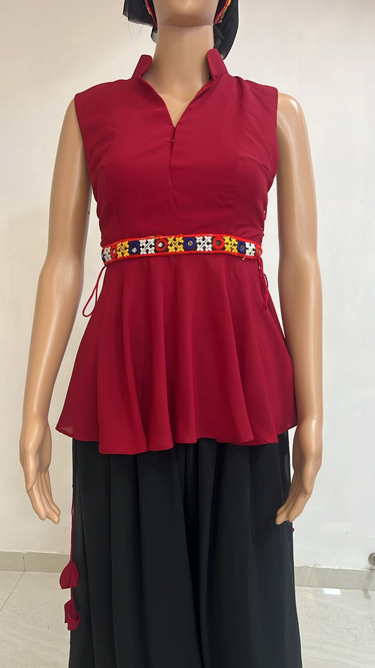 Maroon Peplum Glow(Only Kurta)