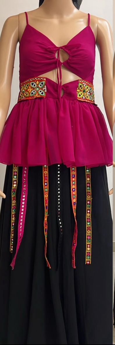 Magenta Peplum Fusion Chaniya Choli