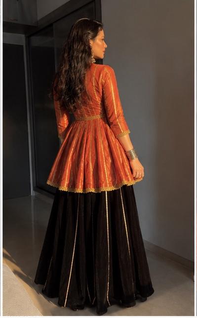 Orange Angrakha with Plazzo