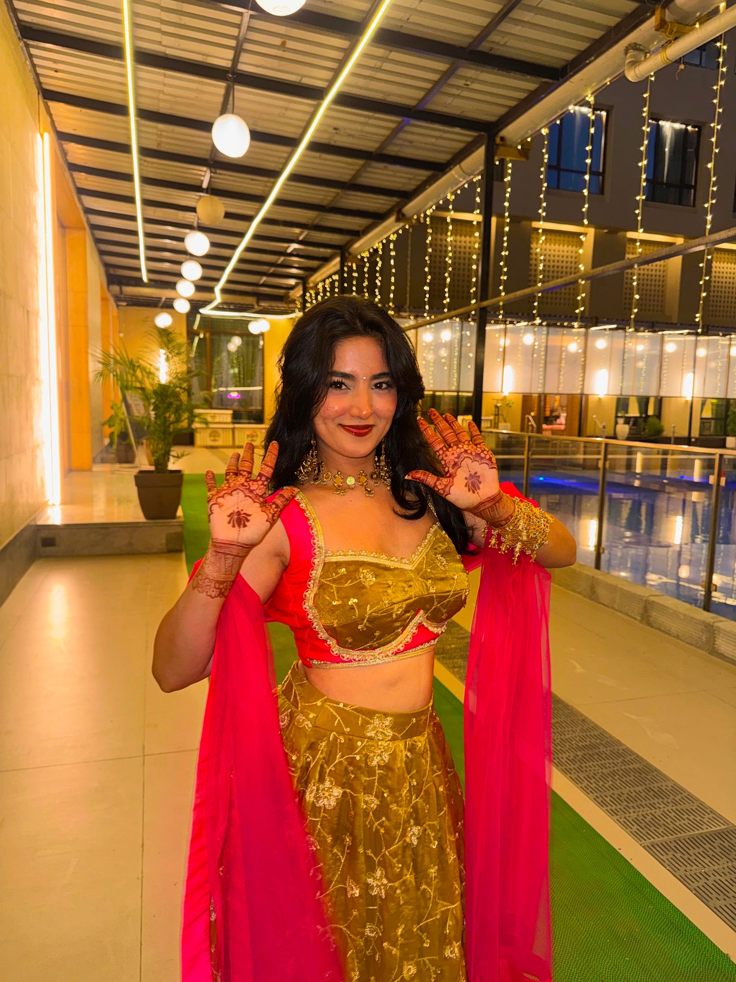 Antique Gold Embroidered Lehenga