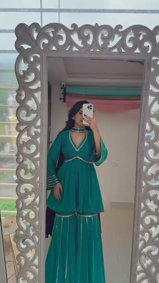 Royal Teal Noor Sharara Set