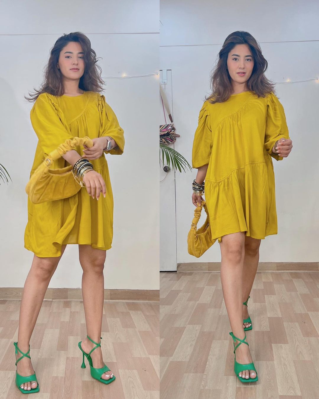 Yellow detailed dress