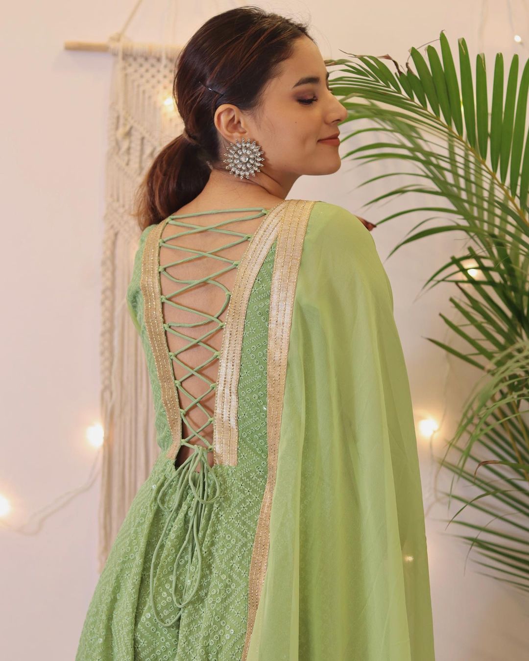 Light Green Criss Cross Anarkali