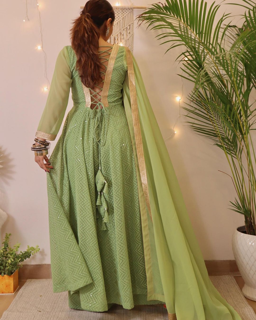 Light Green Criss Cross Anarkali