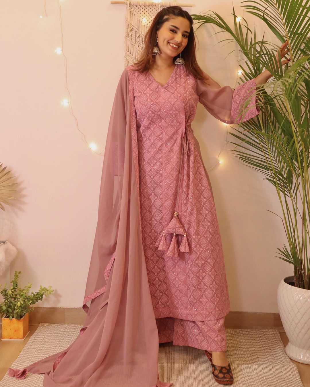 Pink Angrakha Suit