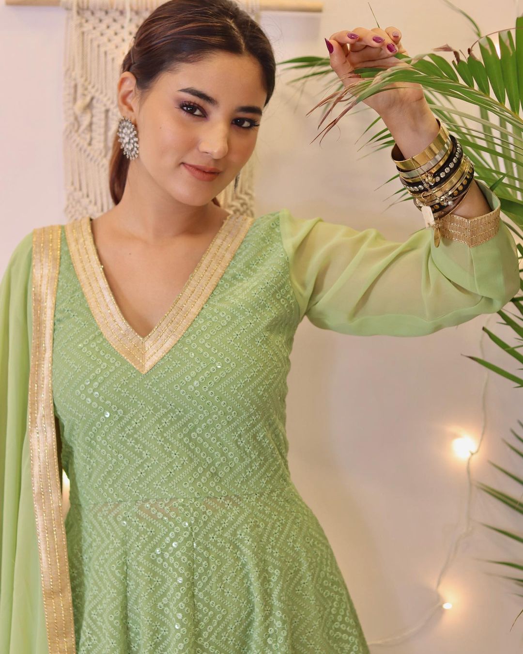 Light Green Criss Cross Anarkali