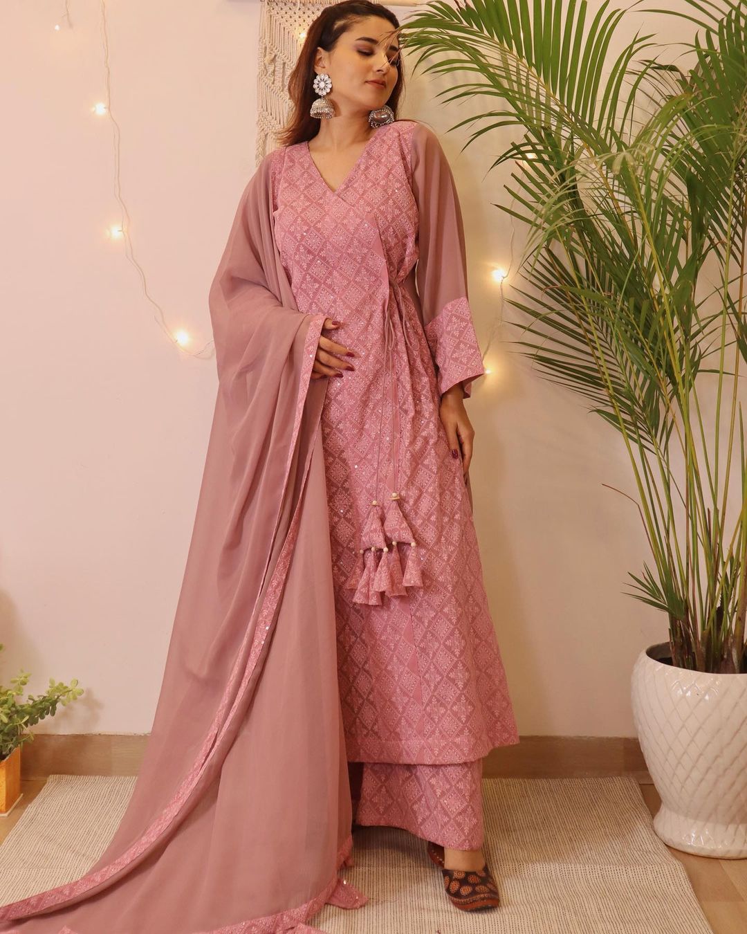 Pink Angrakha Suit