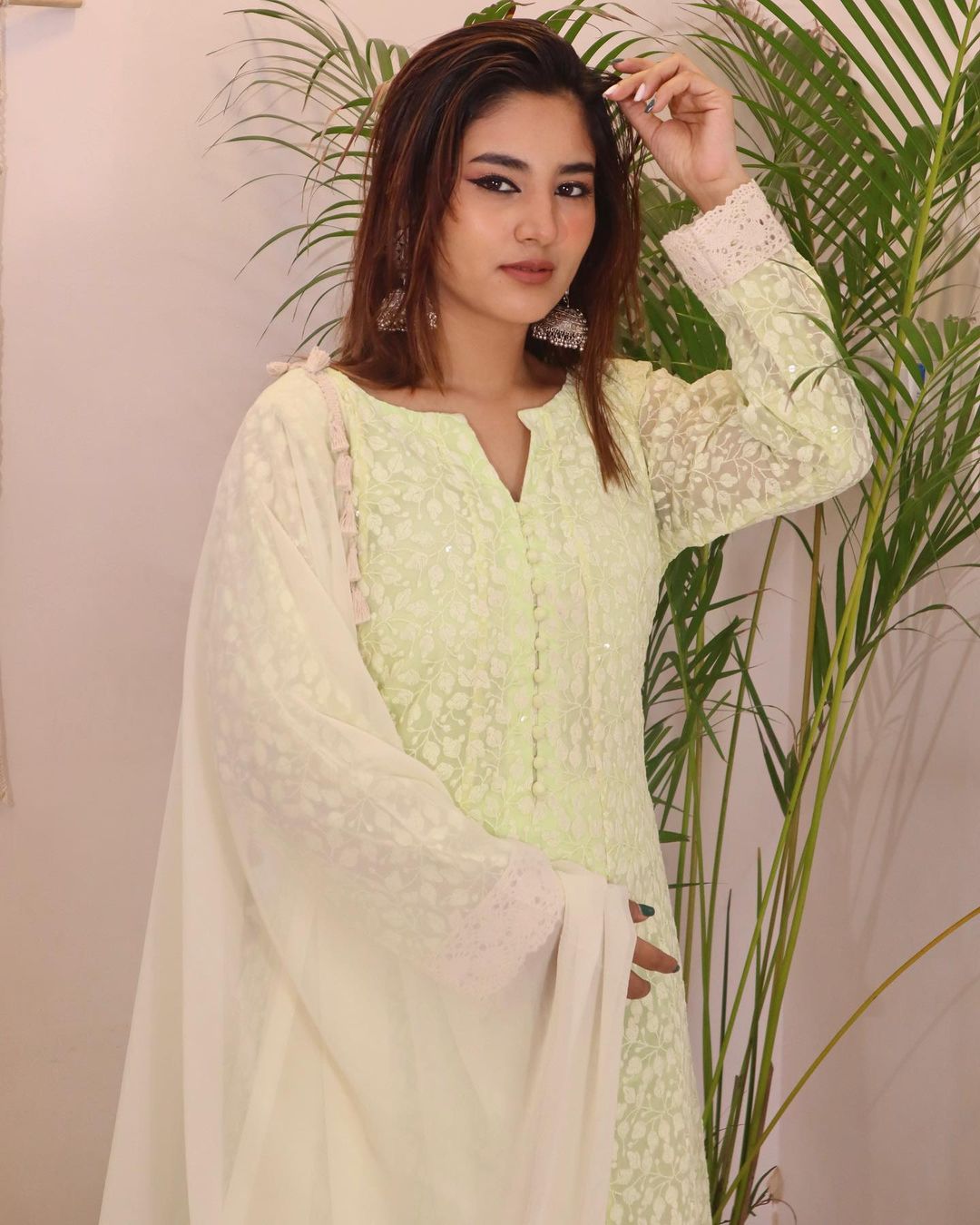 Light green chikankari suit