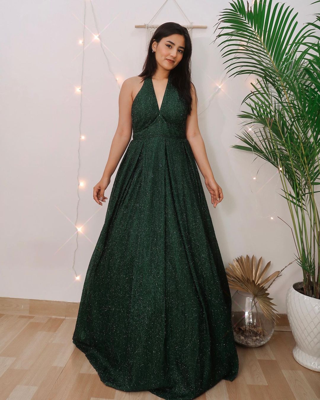 Dark green shimmer gown