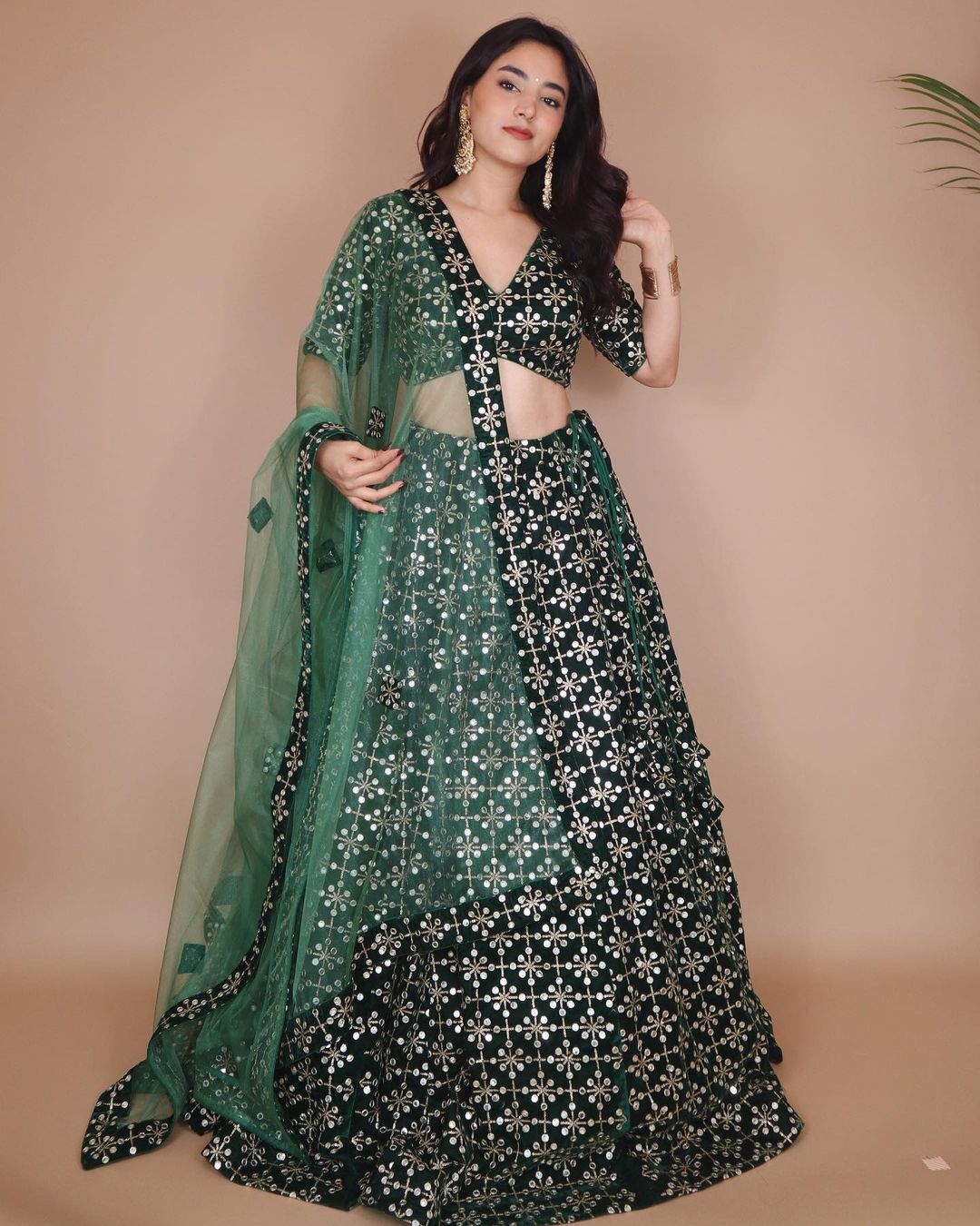 Emerald green lehenga