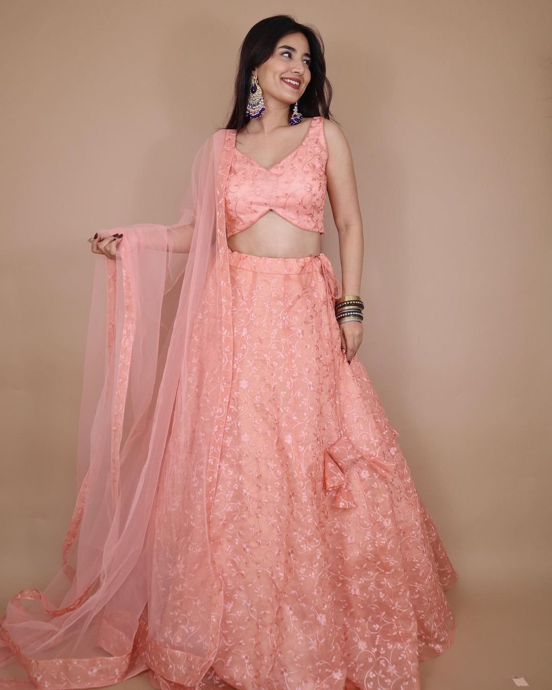 Peach lehenga