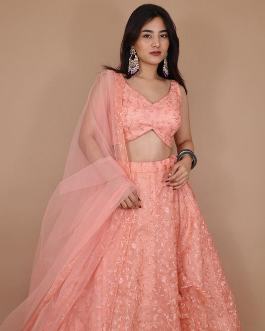 Peach lehenga