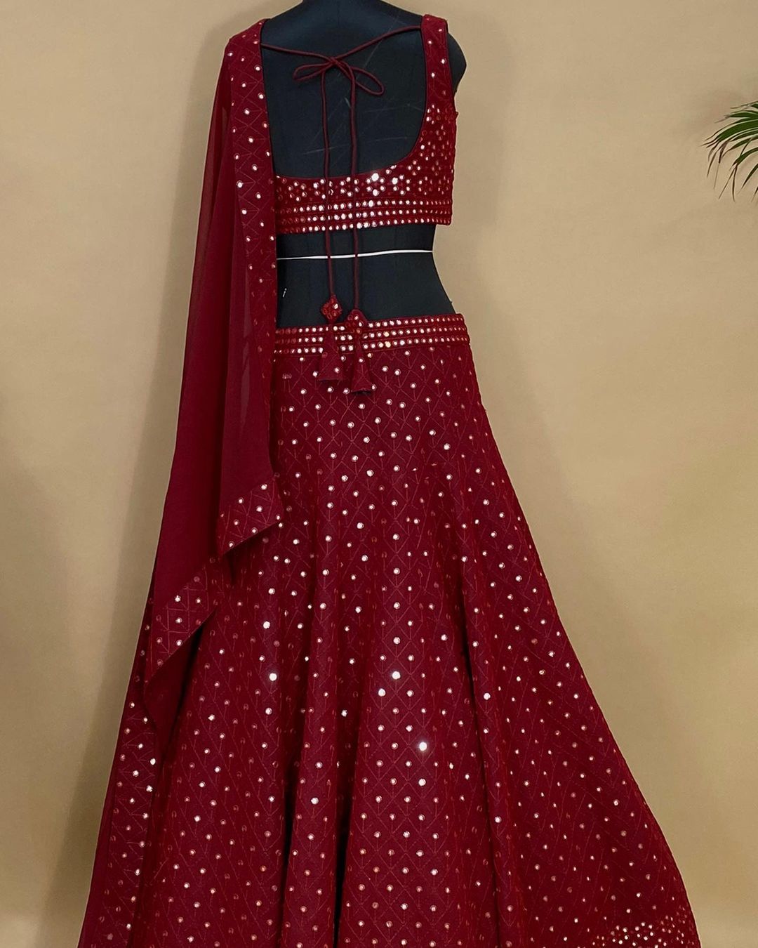 Maroon Mirror Lehenga