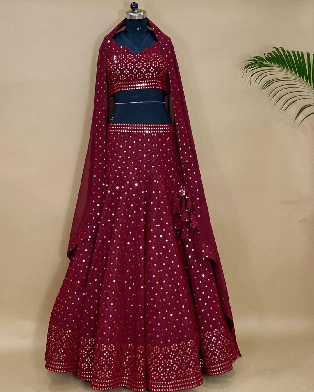 Maroon Mirror Lehenga