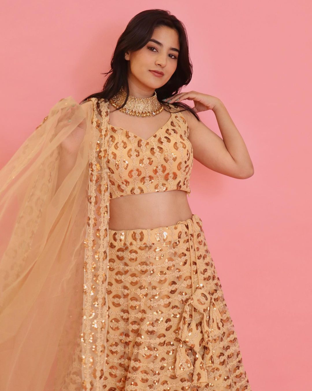 Golden Sequin lehenga