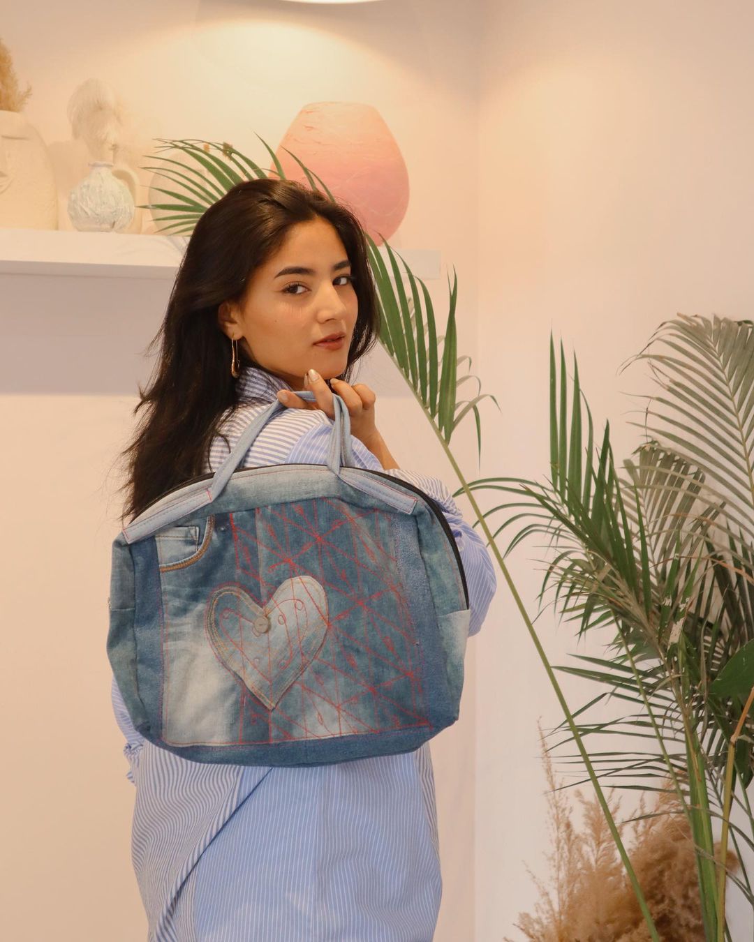 Denim hearted bag