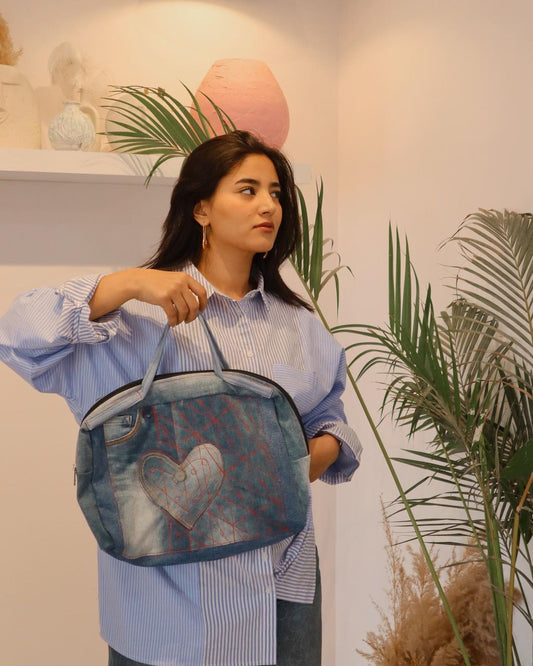 Denim hearted bag