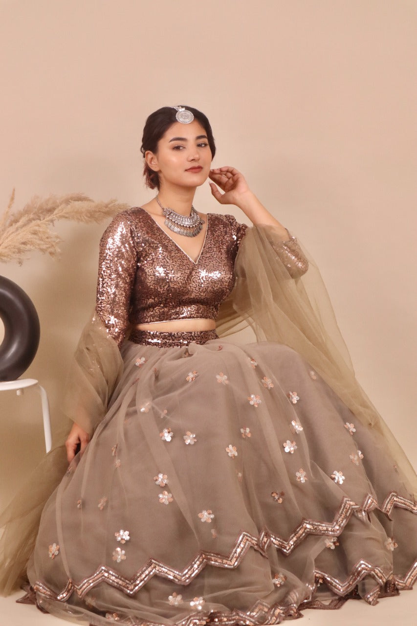 copper grey lehengas