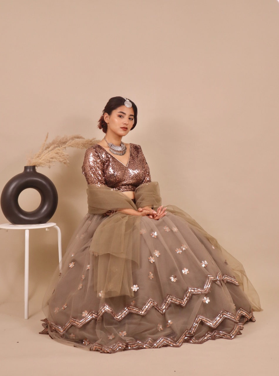 copper grey lehengas