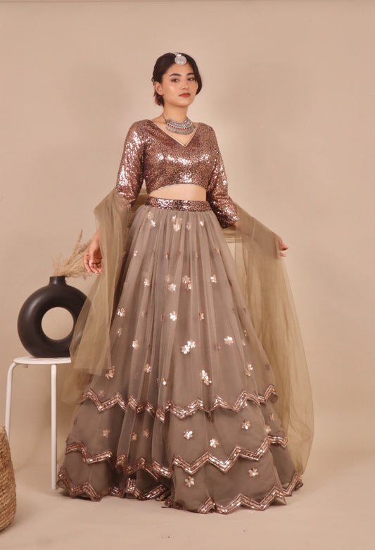 copper grey lehengas