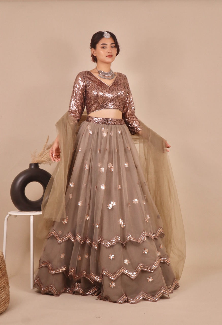 copper grey lehengas