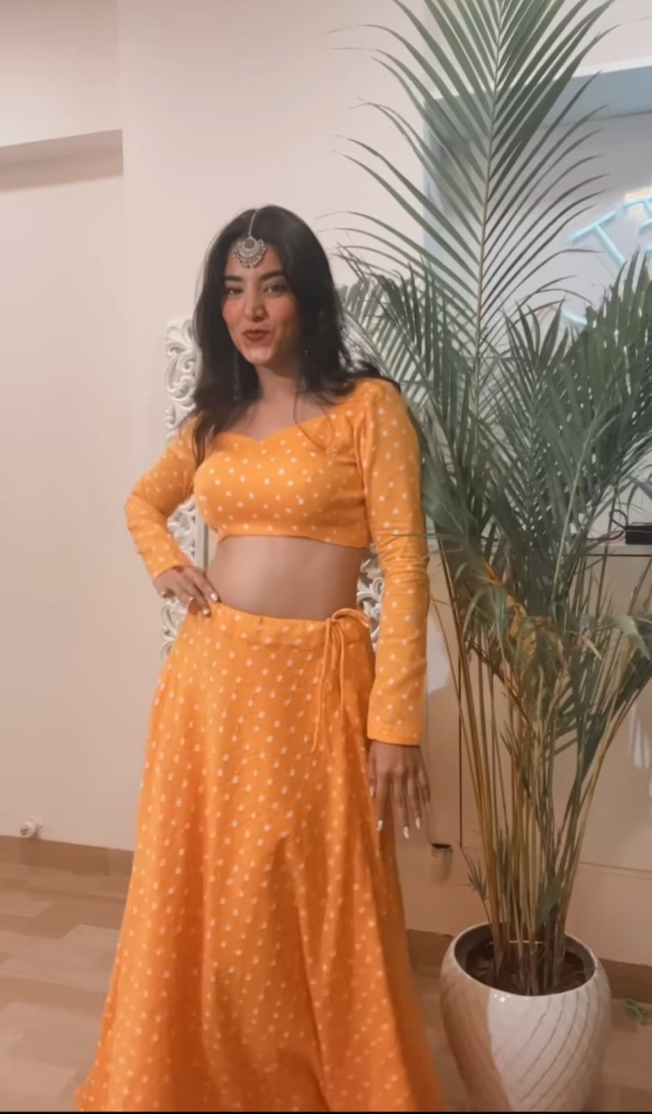 Yellow Bandhani Lehenga