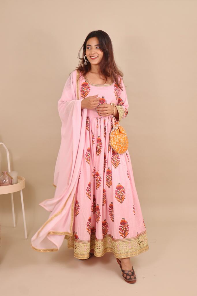 New Blush Pink Anarkali Set