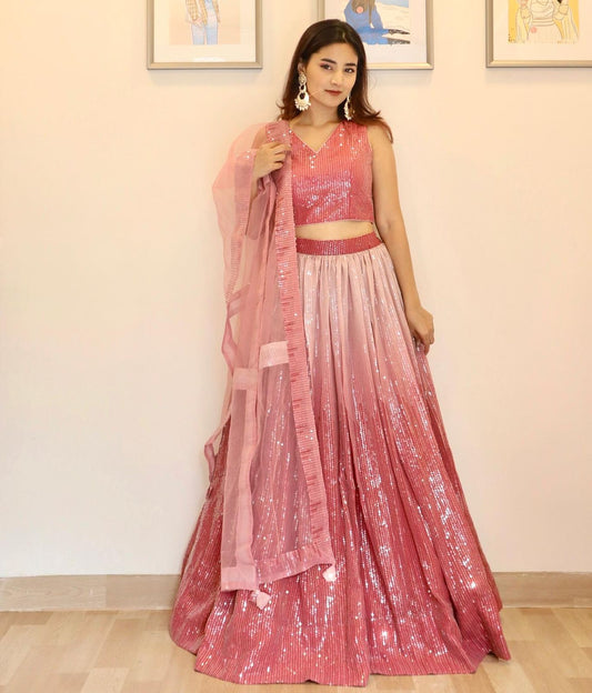 Pink Sequin Lehenga